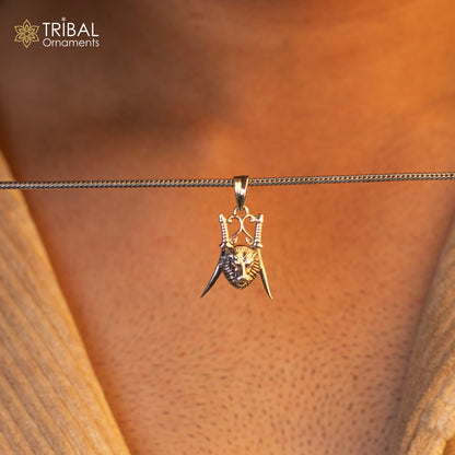 925 silver lion face pendant from TRIBAL ORNAMENTS, handcrafted stylish jewelry for hip-hop and custom jewelry displays.