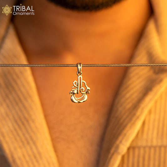 925 sterling silver handmade stylish design small shri/shree pendant best gifting jewelry religious pendant custom jewelry ssp1714 - TRIBAL ORNAMENTS