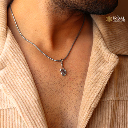 Sterling silver tennis racket pendant by Tribal Ornaments, handcrafted stylish jewelry, perfect for custom and religious jewelry.