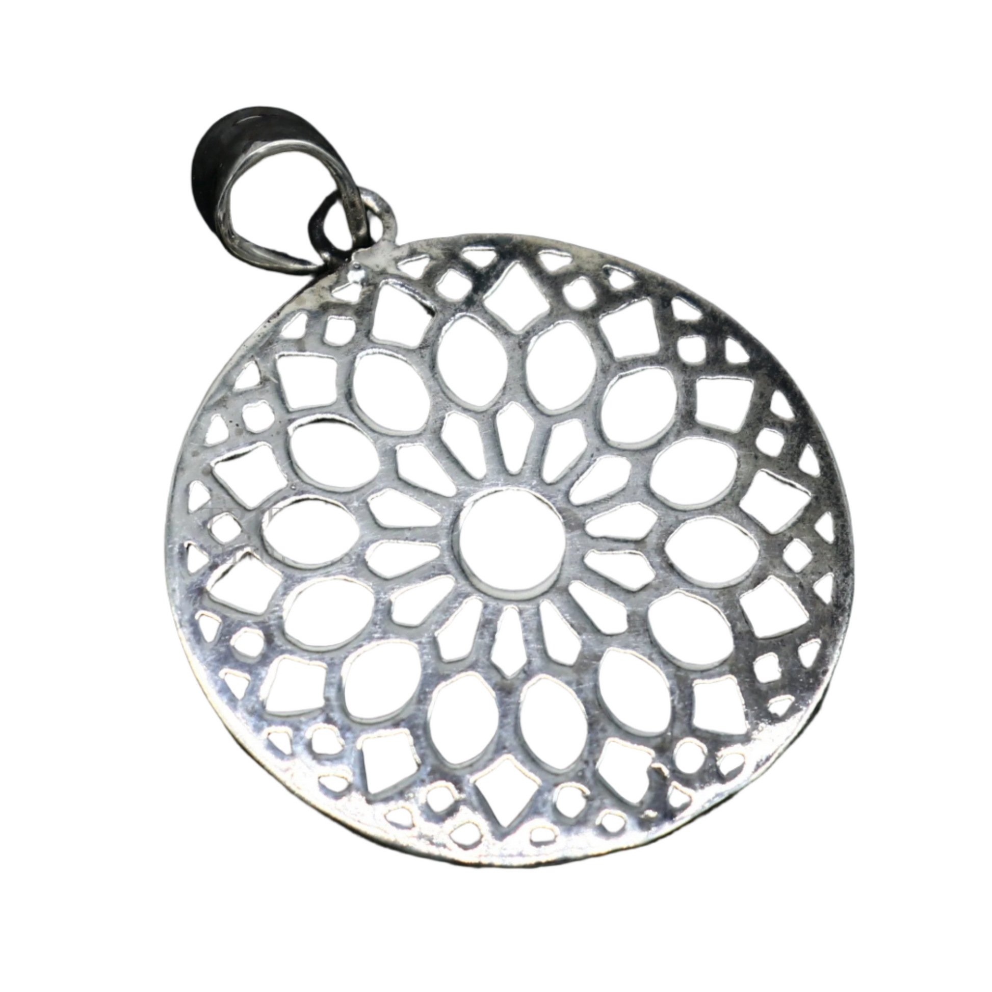 925 sterling silver handmade stylish round floral design small pendant best gifting jewelry from india ssp1600 - TRIBAL ORNAMENTS