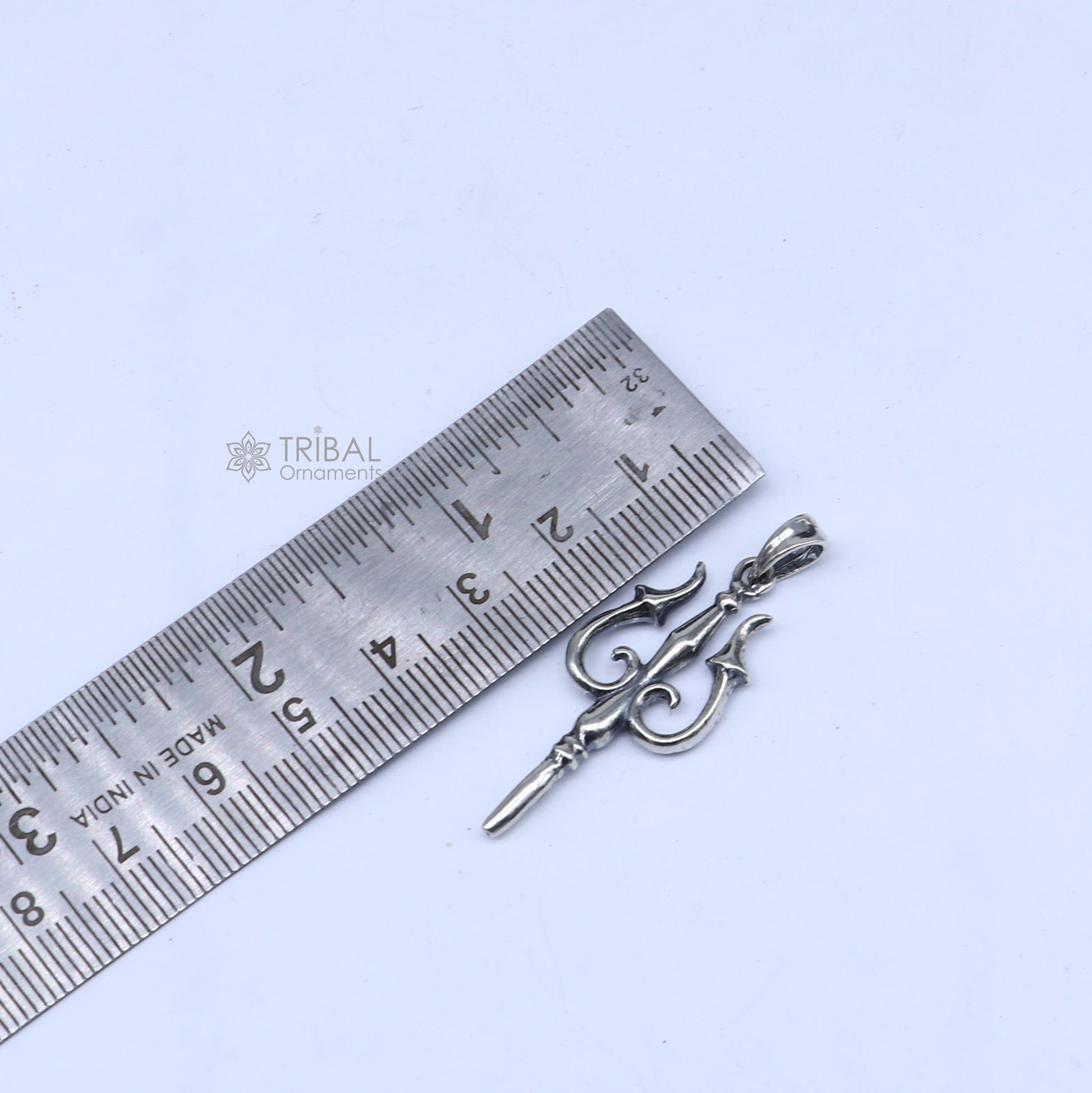 925 Sterling silver handmade Trishul (trident) pendant,nsp854 - TRIBAL ORNAMENTS