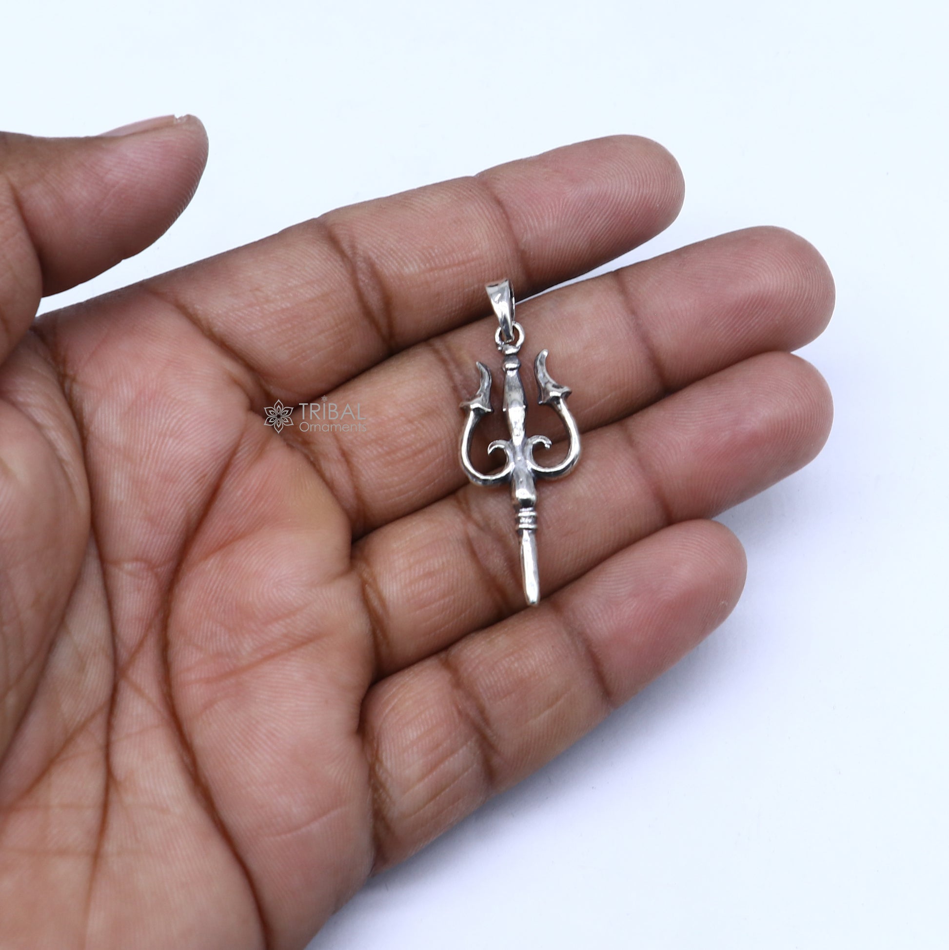 925 Sterling silver handmade Trishul (trident) pendant,nsp854 - TRIBAL ORNAMENTS