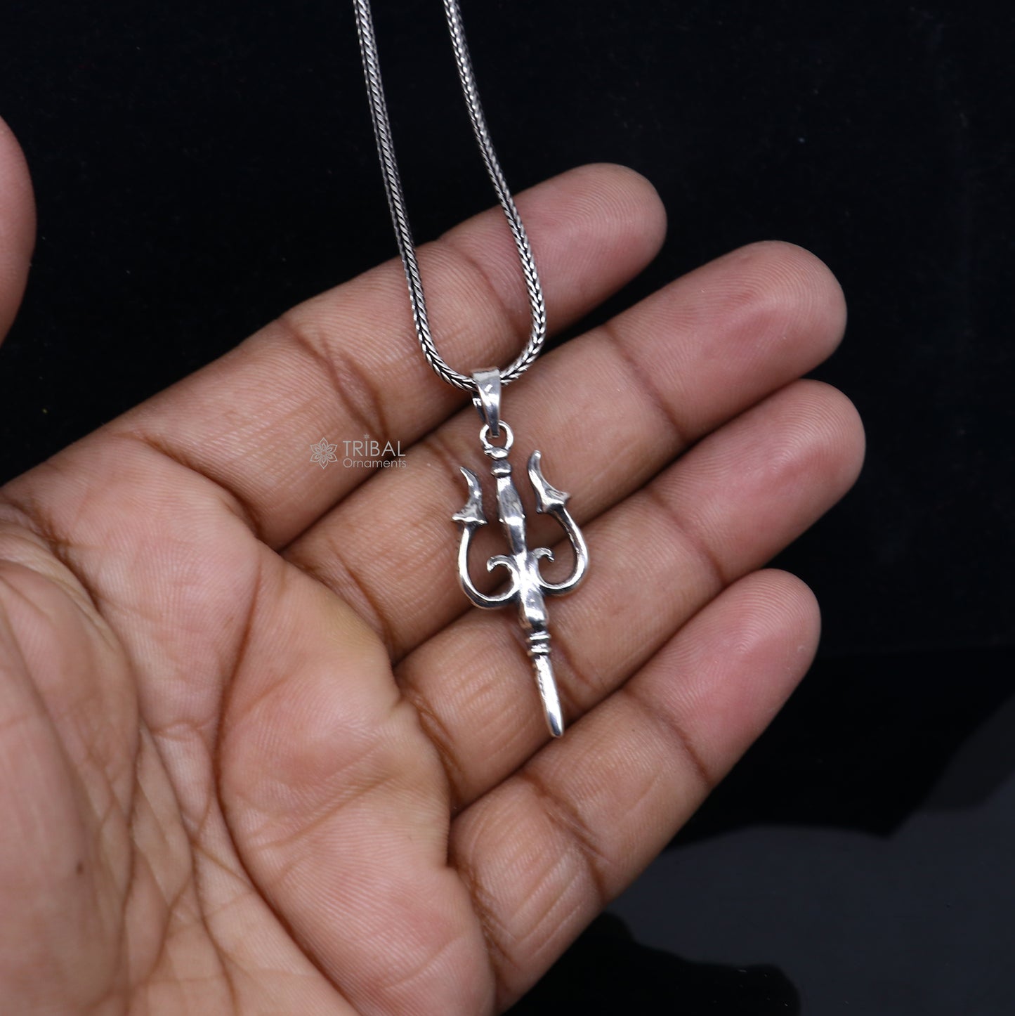 925 Sterling silver handmade Trishul (trident) pendant,nsp854 - TRIBAL ORNAMENTS