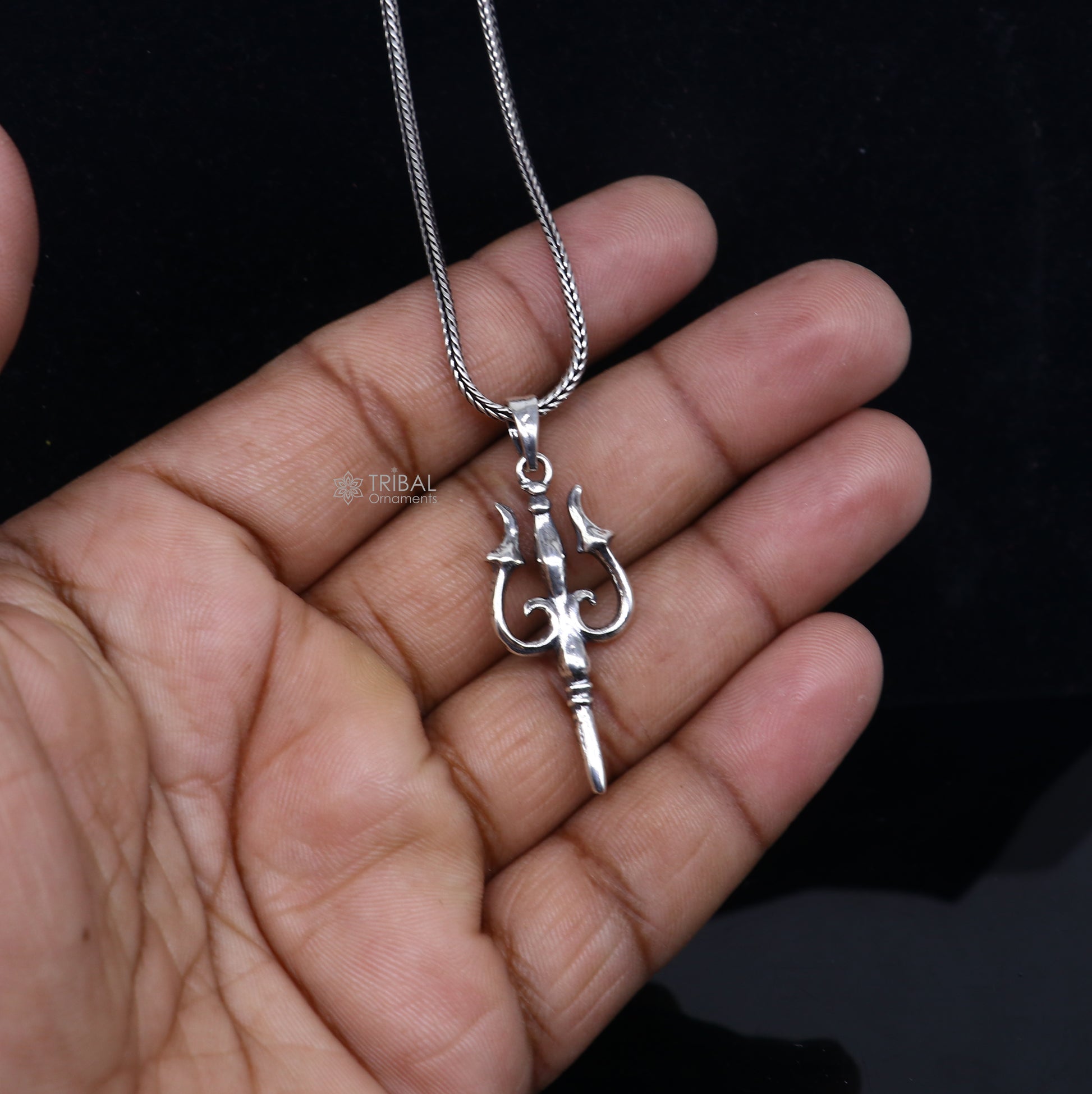 925 Sterling silver handmade Trishul (trident) pendant,nsp854 - TRIBAL ORNAMENTS
