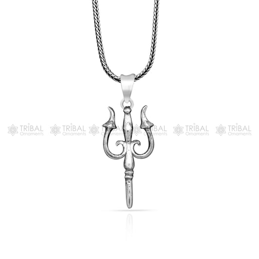 925 Sterling silver handmade Trishul (trident) pendant,nsp855 - TRIBAL ORNAMENTS