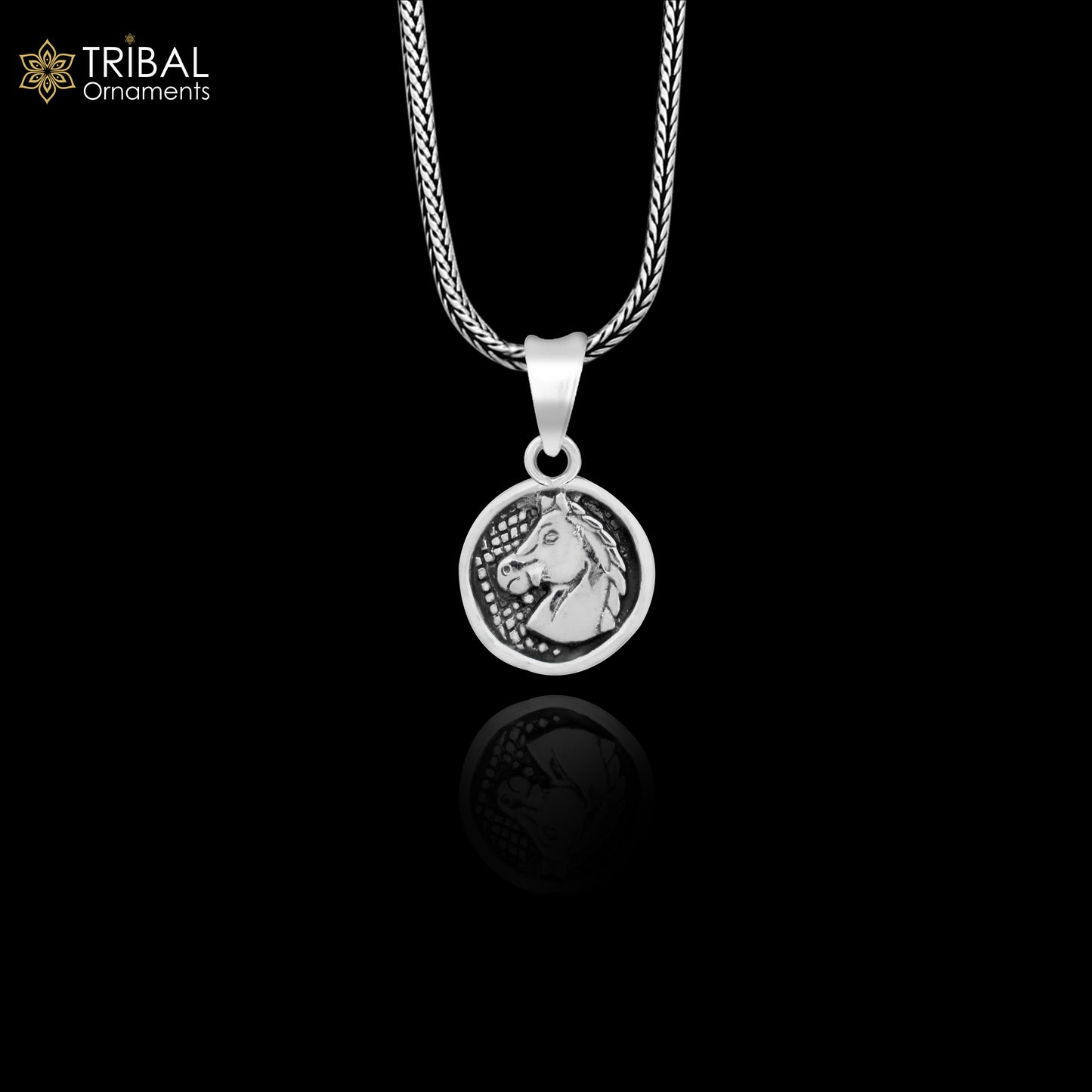 925 sterling silver unicorn horse pendant from TRIBAL ORNAMENTS, showcasing intricate vintage design, ideal for customized jewelry gifts