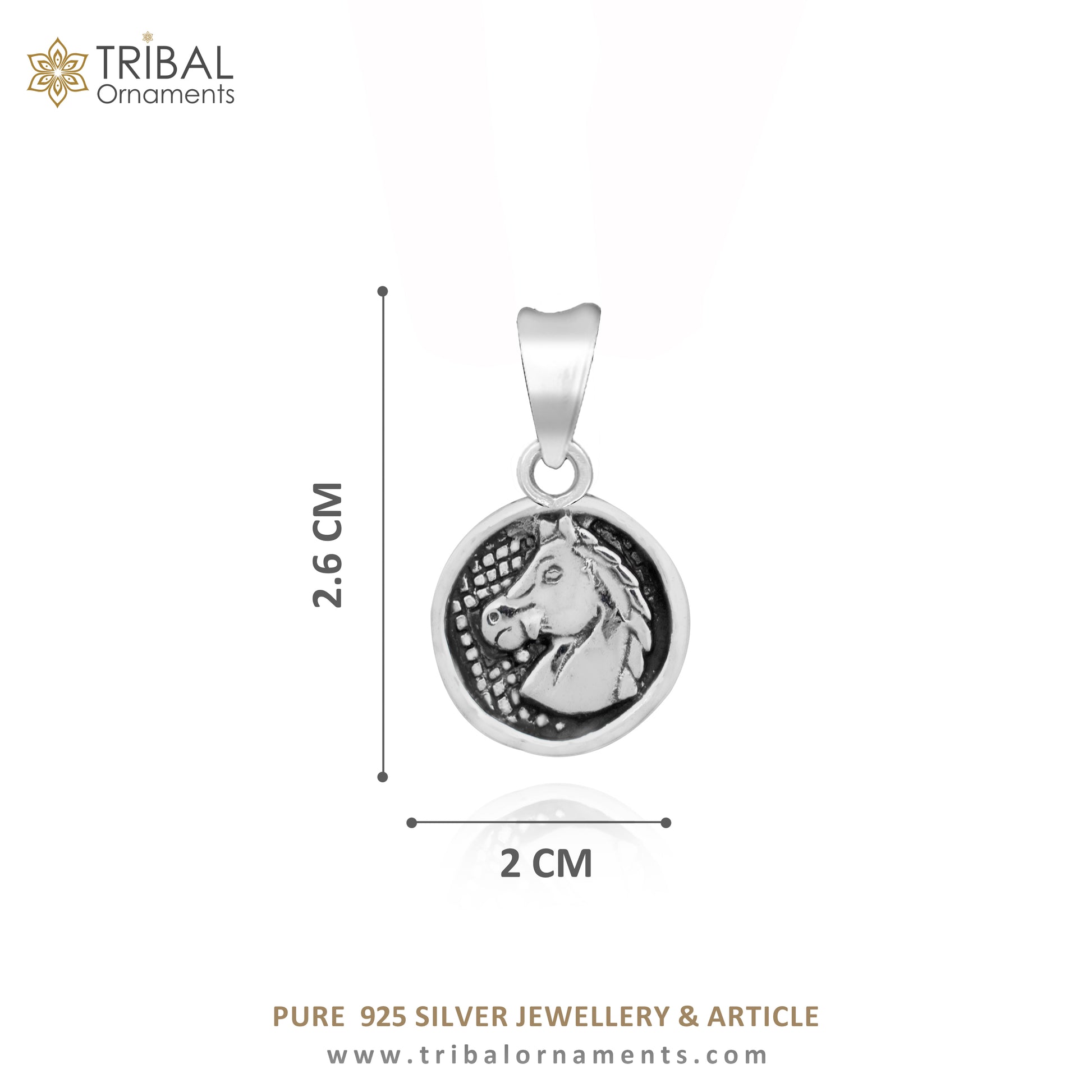 925 sterling silver unicorn horse pendant by TRIBAL ORNAMENTS, showcasing a detailed handcrafted vintage design for unique jewelry gifting