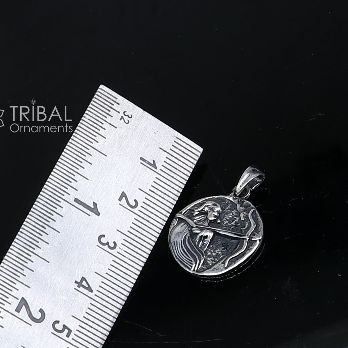 925 Sterling silver handmade Artemis charm pendant with unique tribal design by TRIBAL ORNAMENTS.
