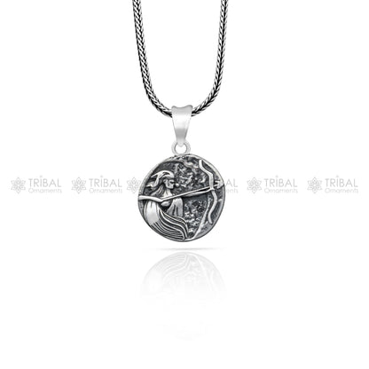Handmade 925 Sterling silver Artemis charm pendant with unique tribal design by TRIBAL ORNAMENTS.