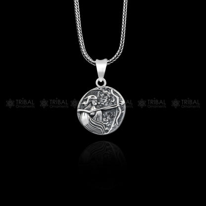925 Sterling silver handmade Artemis charm pendant from TRIBAL ORNAMENTS featuring a unique tribal design.