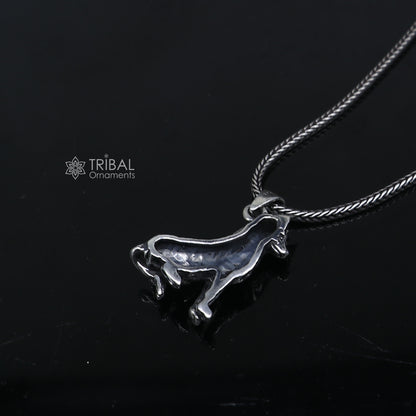 Handmade 925 sterling silver Bad Wolf pendant with a unique tribal design, crafted by TRIBAL ORNAMENTS.