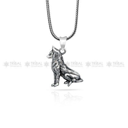 Handmade 925 sterling silver Bad Wolf pendant with a unique tribal design, crafted by TRIBAL ORNAMENTS.
