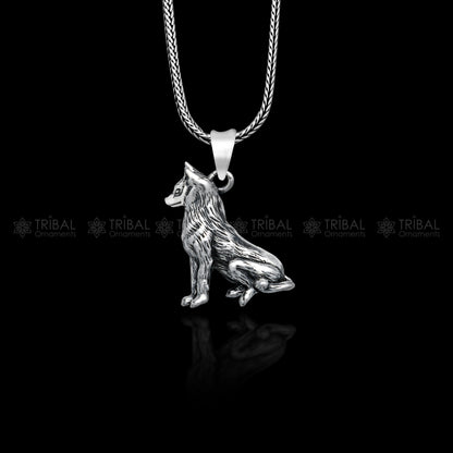 Handmade 925 sterling silver Bad Wolf pendant with a unique tribal design, crafted by TRIBAL ORNAMENTS.