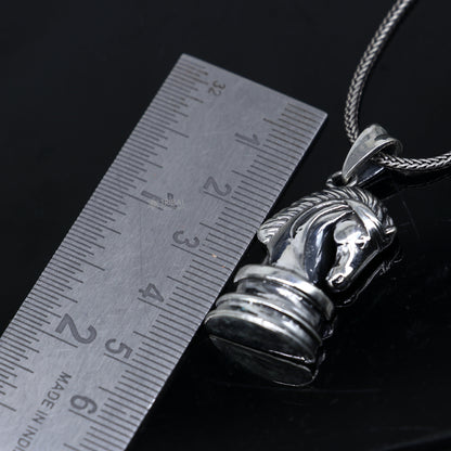 925 Sterling silver horse pendant with unique tribal design, handmade by TRIBAL ORNAMENTS, featuring intricate craftsmanship.