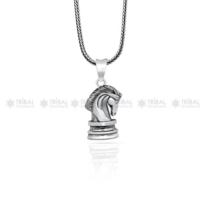 925 Sterling silver horse pendant with unique tribal design, handmade jewelry from TRIBAL ORNAMENTS.