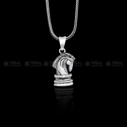 925 Sterling silver horse pendant with unique tribal design, handmade by TRIBAL ORNAMENTS.