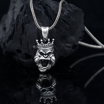 Handmade 925 Sterling silver King Kong pendant with a unique tribal design by TRIBAL ORNAMENTS.