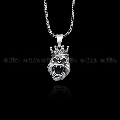 Handmade 925 Sterling silver King Kong pendant with unique tribal design by TRIBAL ORNAMENTS.