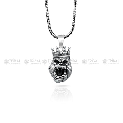 Handmade 925 sterling silver King Kong pendant with unique tribal design by TRIBAL ORNAMENTS.