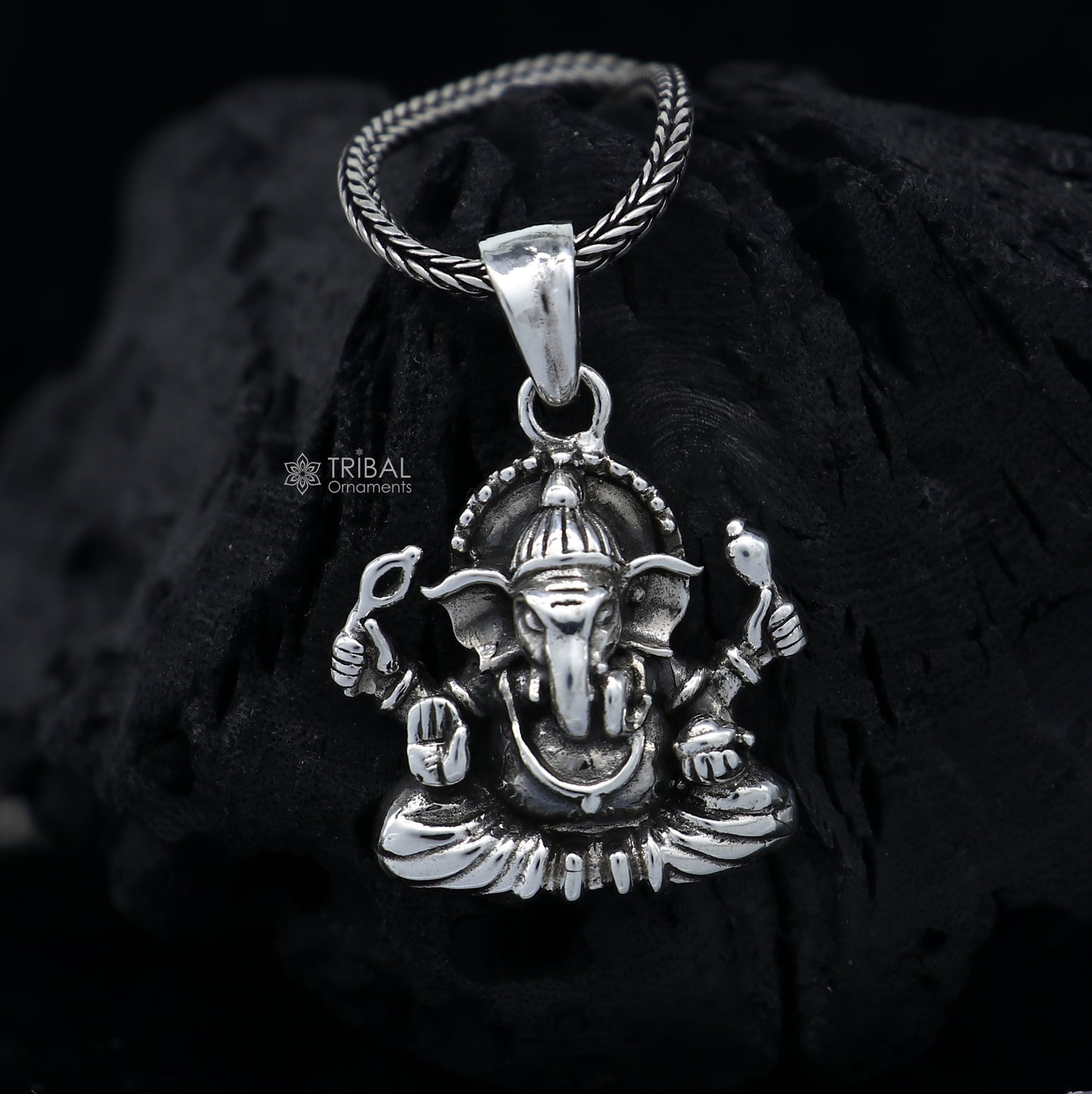 925 Sterling silver handmade  unique design Lord Ganesha pendant nsp876 - TRIBAL ORNAMENTS