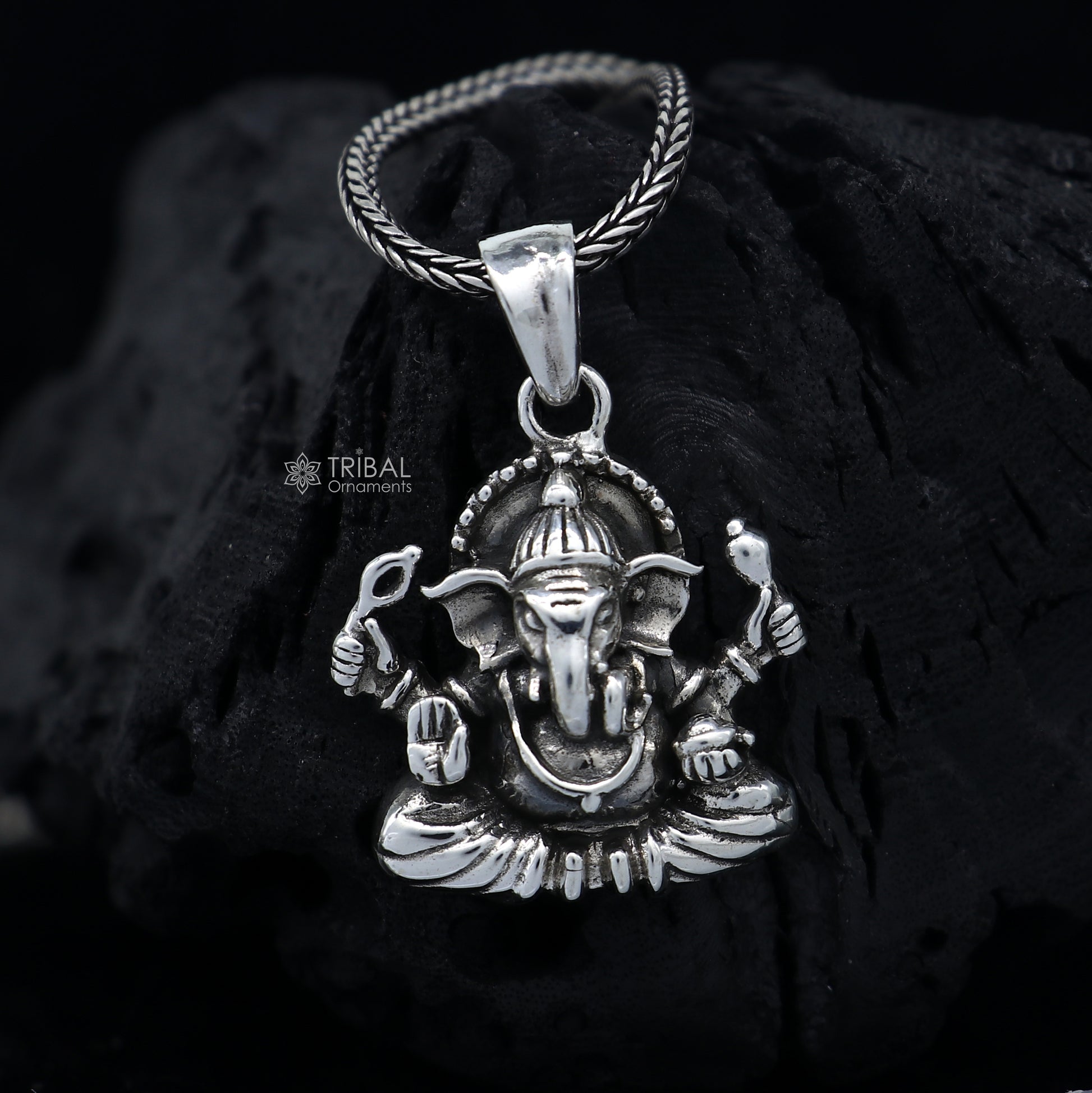 925 Sterling silver handmade  unique design Lord Ganesha pendant nsp876 - TRIBAL ORNAMENTS