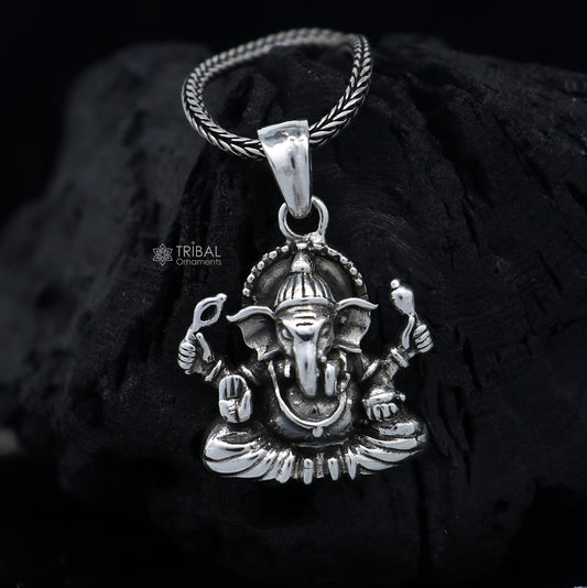 925 Sterling silver handmade  unique design Lord Ganesha pendant nsp876 - TRIBAL ORNAMENTS