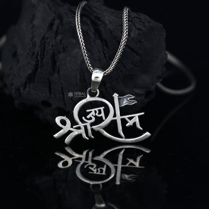 Handmade 925 Sterling silver Lord Jai Shree Ram pendant with unique tribal design, crafted by TRIBAL ORNAMENTS.