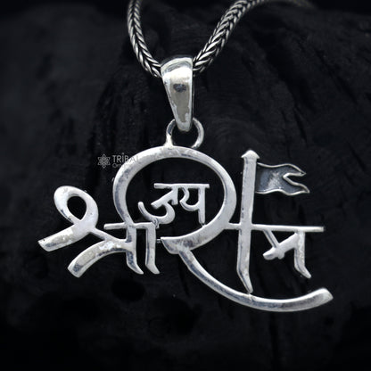 Handmade 925 sterling silver Lord Jai Shree Ram pendant with unique tribal design by TRIBAL ORNAMENTS.