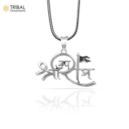 925 Sterling silver handmade Lord Jai Shree Ram pendant with unique design, crafted by TRIBAL ORNAMENTS.