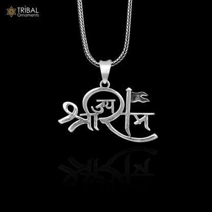 925 Sterling silver handmade Lord Jai Shree Ram pendant with unique tribal design by TRIBAL ORNAMENTS