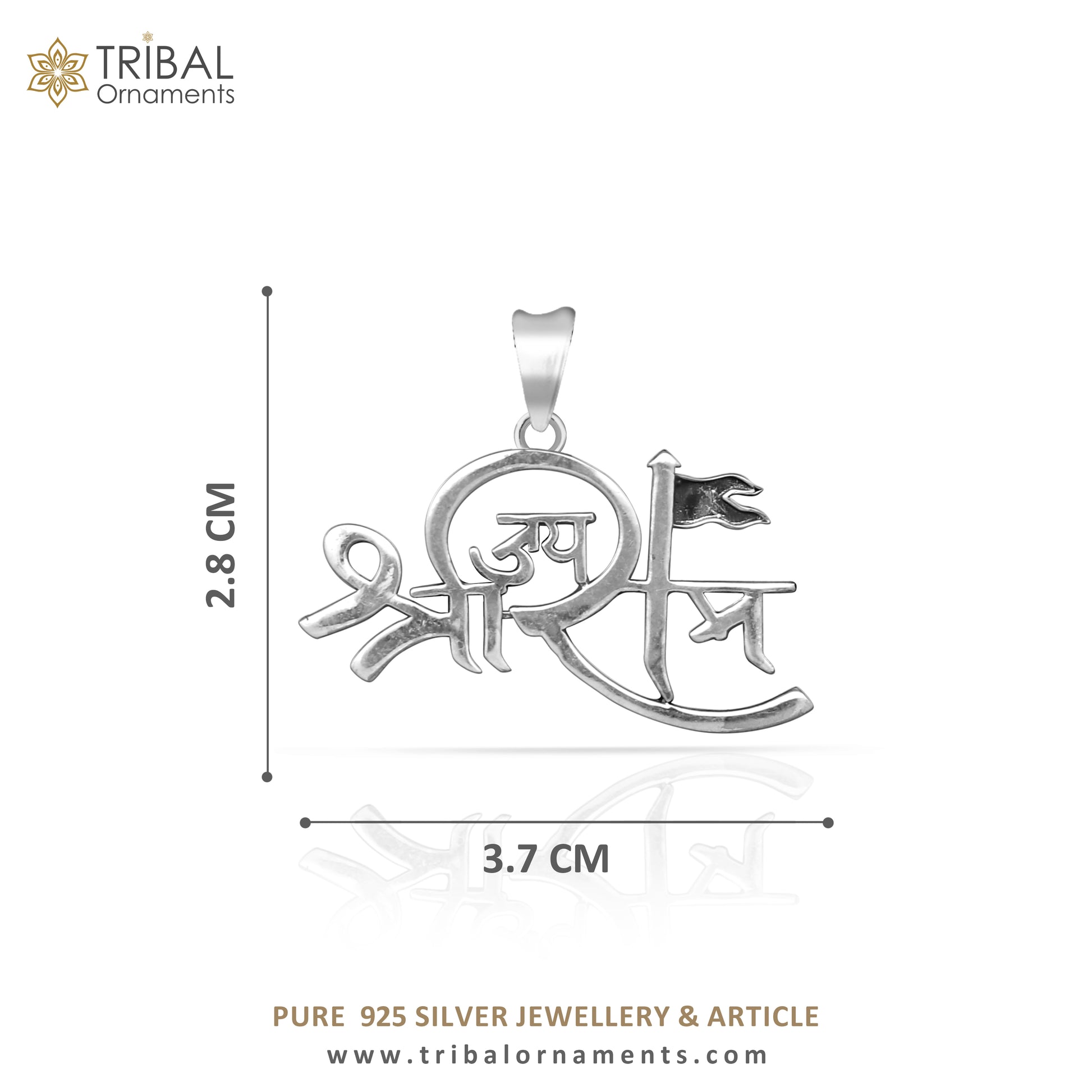 925 Sterling silver handmade  unique design Lord jai shree ram pendant nsp875 - TRIBAL ORNAMENTS