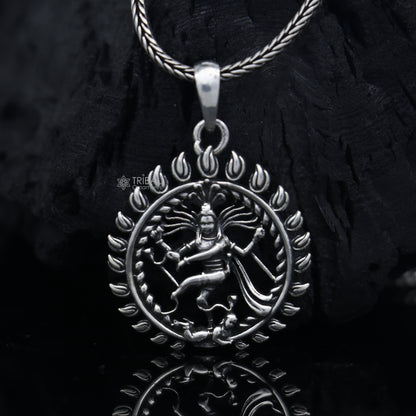 Sterling silver Natraj pendant with unique tribal design, handmade by Tribal Ornaments, for traditional and artistic jewelry.