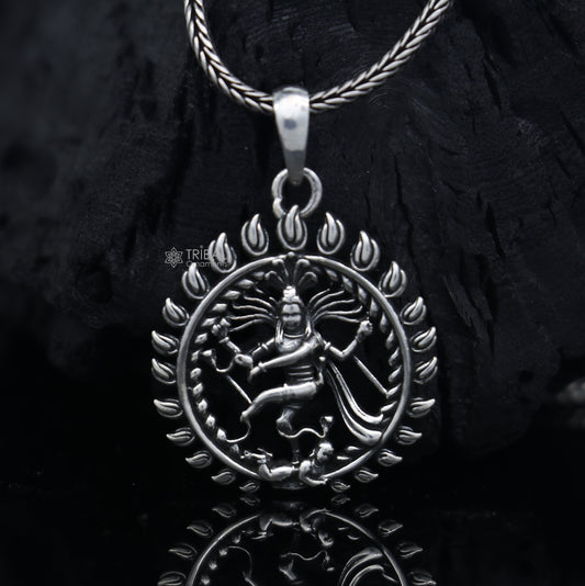 Sterling silver Natraj pendant with unique tribal design, handmade by Tribal Ornaments, for traditional and artistic jewelry.