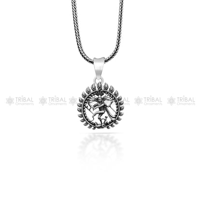 925 Sterling silver Natraj pendant with unique handmade tribal design, crafted by Tribal Ornaments.