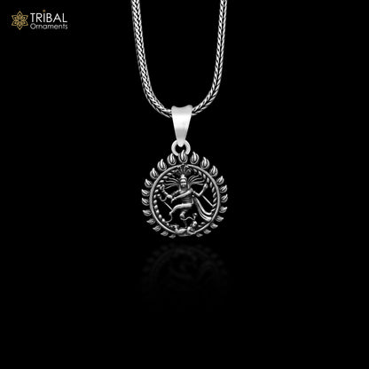 925 Sterling silver Natraj pendant featuring a unique handmade tribal design, crafted by TRIBAL ORNAMENTS.