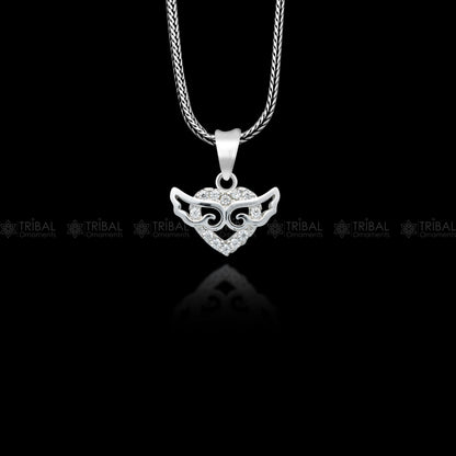 Handmade 925 Sterling silver pendant with a unique tribal design by TRIBAL ORNAMENTS, featuring intricate craftsmanship.