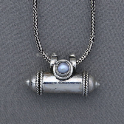 925 Sterling silver customized amulet pendant with intricate tribal design, vintage mantra box pendant by TRIBAL ORNAMENTS.