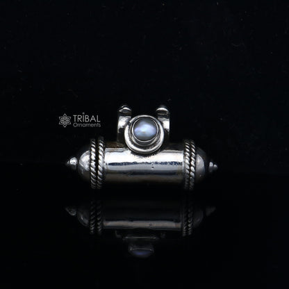 Sterling silver tribal amulet pendant with customized design, box pendant, handmade vintage style by TRIBAL ORNAMENTS.