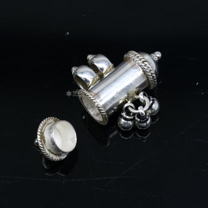 925 Sterling silver customized amulet pendant with vintage tribal design, handmade silver mantra box by TRIBAL ORNAMENTS.