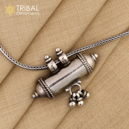 Sterling silver customized amulet pendant with intricate design, handmade vintage box pendant for mantra or talisman, Tribal Ornaments.