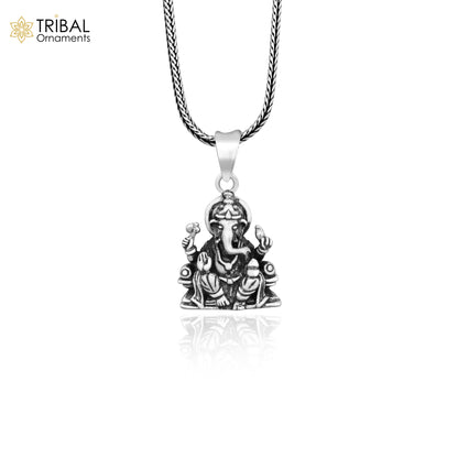 925 sterling silver handmade vintage stylish trendy idol Ganesha pendant , exclusive designer unisex pendant silver locket jewelry ssp455 - TRIBAL ORNAMENTS