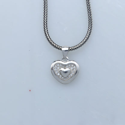 925 Sterling silver heart design diamond pendant by Tribal Ornaments, featuring a delicate silver and diamond heart-shaped pendant.