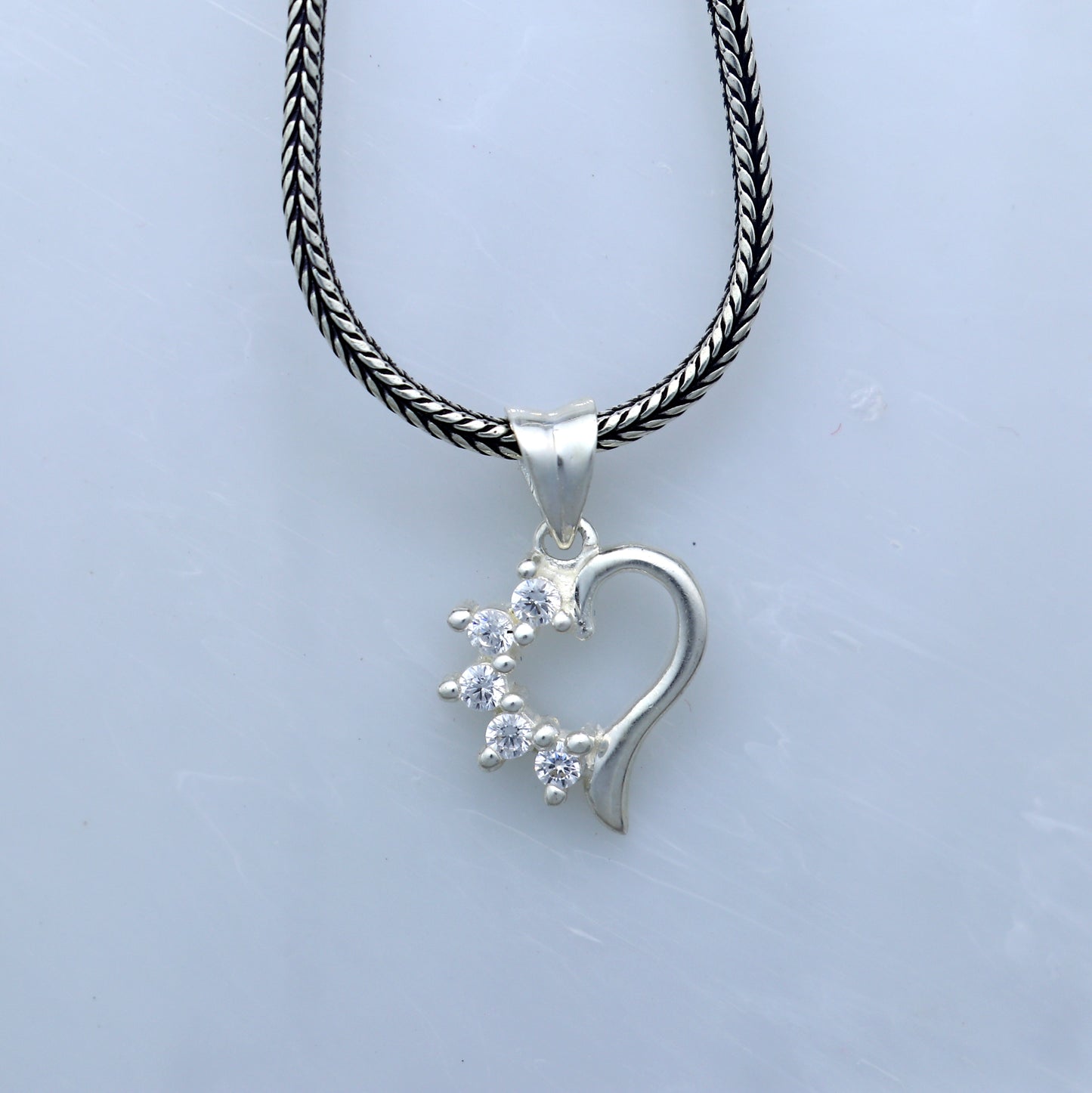 925 Sterling silver heart design diamond pendant nsp936 - TRIBAL ORNAMENTS