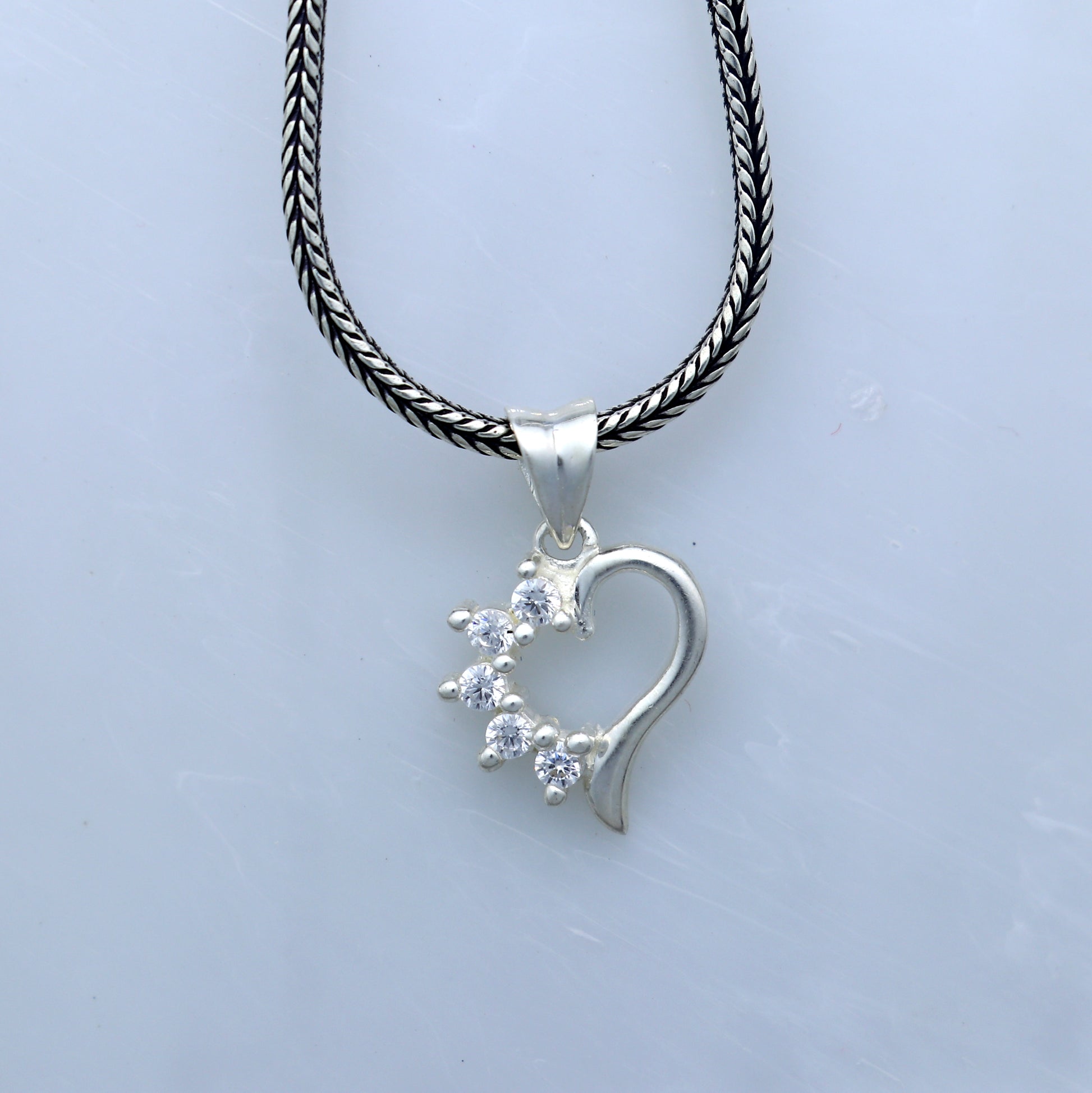 925 Sterling silver heart design diamond pendant nsp936 - TRIBAL ORNAMENTS