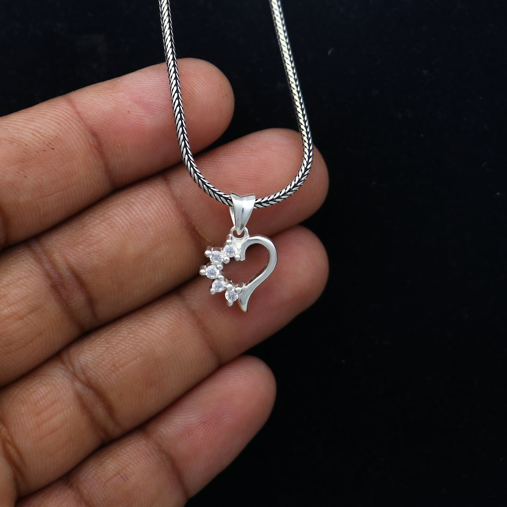 925 Sterling silver heart design diamond pendant nsp936 - TRIBAL ORNAMENTS