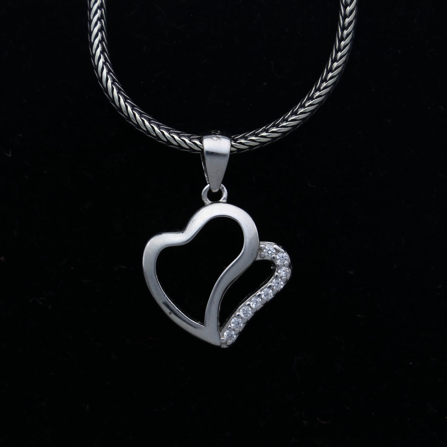 925 Sterling silver heart design diamond pendant nsp937 - TRIBAL ORNAMENTS