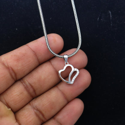 925 Sterling silver heart diamond pendant with intricate tribal design from TRIBAL ORNAMENTS, showcasing fine craftsmanship.