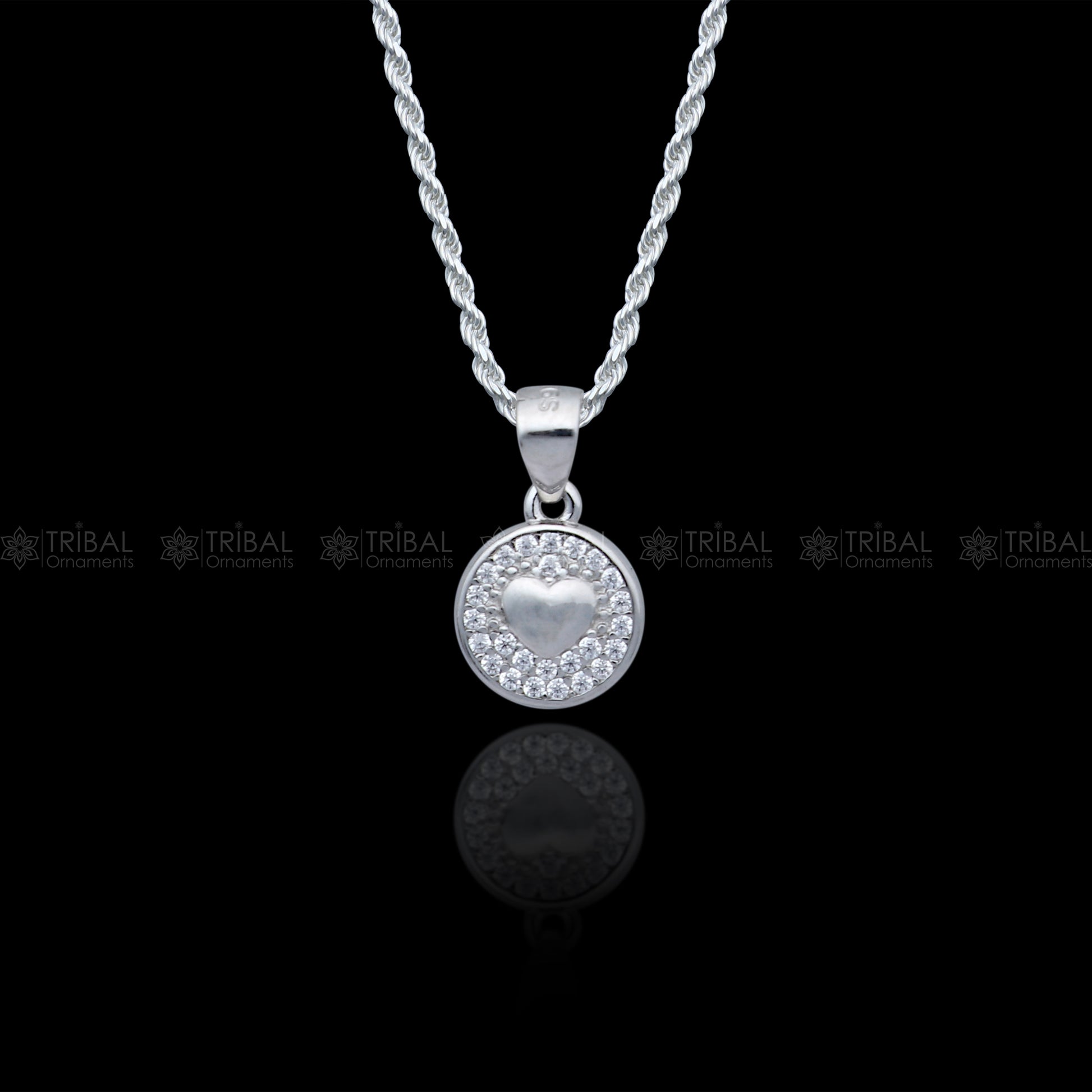 925 Sterling silver Heart shape diamond cubic zirconia stone  pendant nsp977 - TRIBAL ORNAMENTS