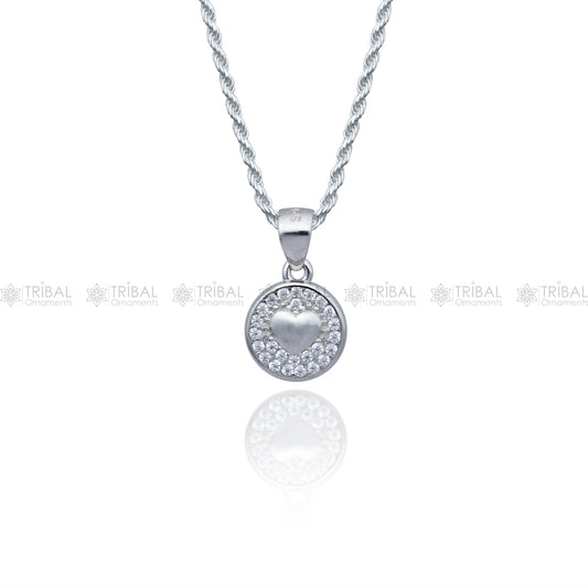 925 Sterling silver Heart shape diamond cubic zirconia stone  pendant nsp977 - TRIBAL ORNAMENTS