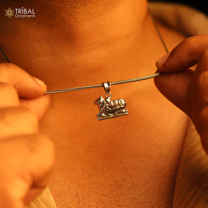 925 sterling silver Hindu idol Lord Shiva nandi maharaj pendant, excellent gifting unisex locket pendant jewelry nsp460 - TRIBAL ORNAMENTS